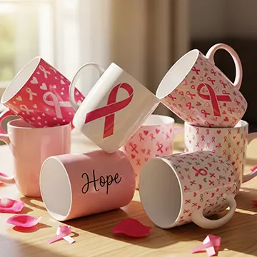 breast cancer awareness ceramic mugs
